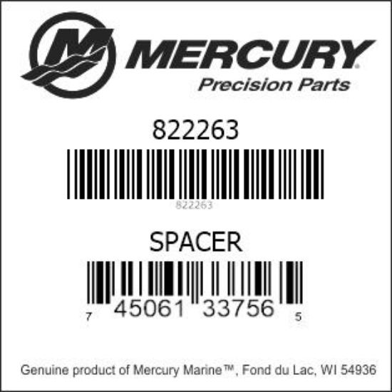 Bar codes for Mercury Marine part number 822263
