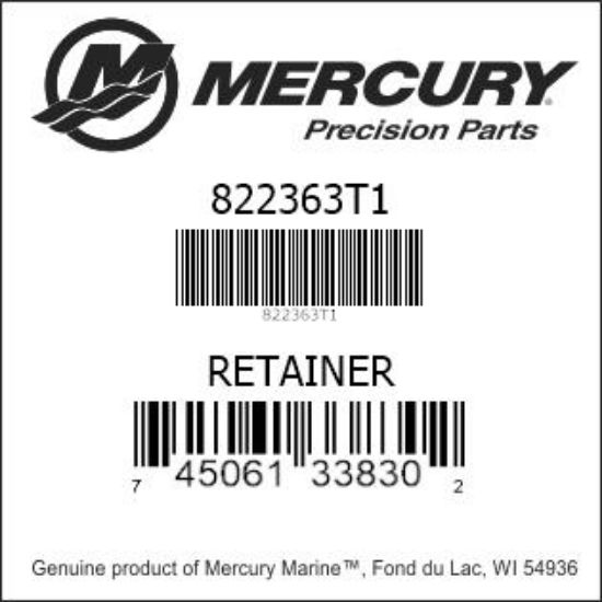 Bar codes for Mercury Marine part number 822363T1