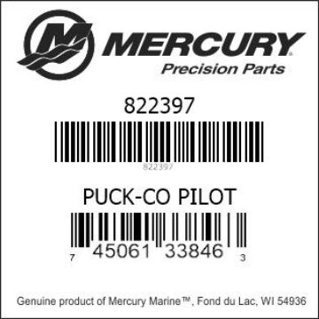 Mercury Marine part number 822397 PUCK-CO PILOT Bar codes for Mercury Marine part number 822397