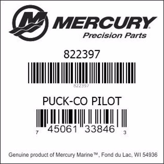Bar codes for Mercury Marine part number 822397