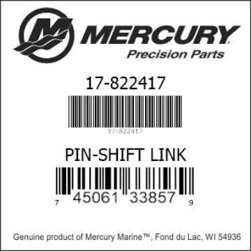 Mercury Marine part number 17-822417 PIN-SHIFT LINK Bar codes for Mercury Marine part number 17-822417