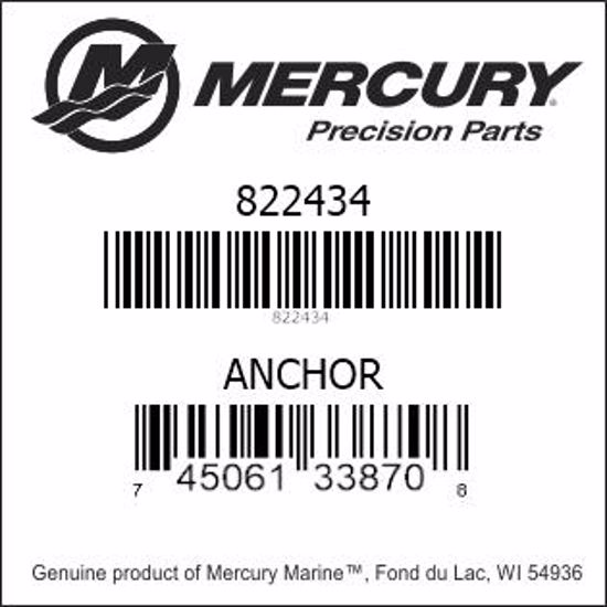 Bar codes for Mercury Marine part number 822434
