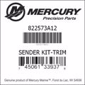 Bar codes for Mercury Marine part number 822573A12