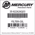 Bar codes for Mercury Marine part number 35-822626Q03