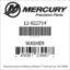 Mercury Marine part number 12-822714 WASHER Bar codes for Mercury Marine part number 12-822714