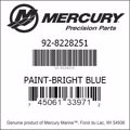 Bar codes for Mercury Marine part number 92-8228251