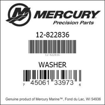 Mercury Marine part number 12-822836 WASHER Bar codes for Mercury Marine part number 12-822836