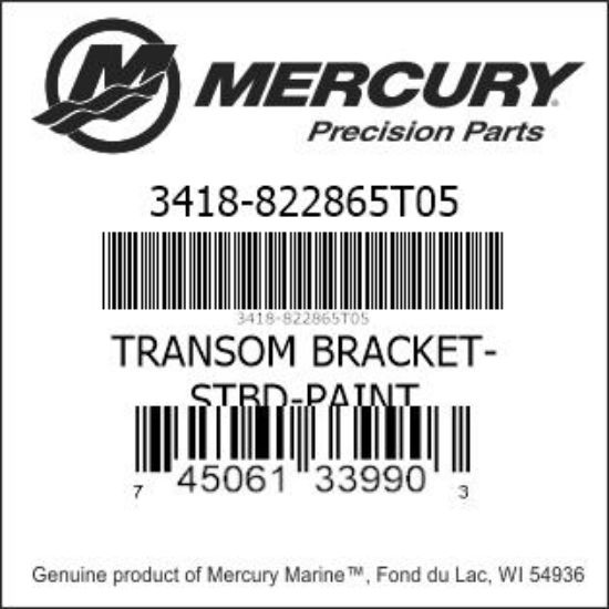 Bar codes for Mercury Marine part number 3418-822865T05