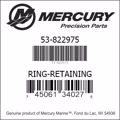 Bar codes for Mercury Marine part number 53-822975