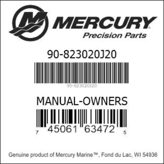 Bar codes for Mercury Marine part number 90-823020J20