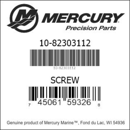 Bar codes for Mercury Marine part number 10-82303112