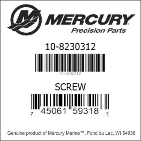 Bar codes for Mercury Marine part number 10-8230312