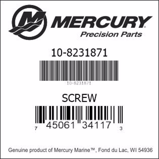 Bar codes for Mercury Marine part number 10-8231871