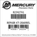 Bar codes for Mercury Marine part number 823427A1