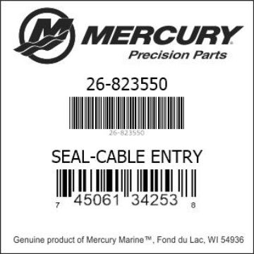 Mercury Marine part number 26-823550 SEAL-CABLE ENTRY Bar codes for Mercury Marine part number 26-823550