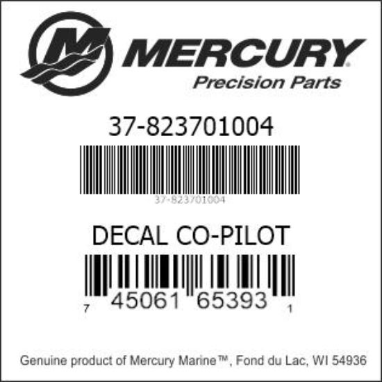 Bar codes for Mercury Marine part number 37-823701004