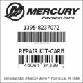 Bar codes for Mercury Marine part number 1395-8237072