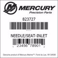 Bar codes for Mercury Marine part number 823727