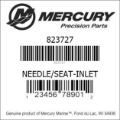 Bar codes for Mercury Marine part number 823727