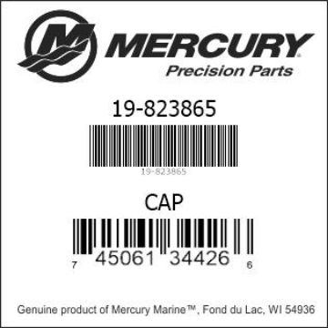 Mercury Marine part number 19-823865 CAP Bar codes for Mercury Marine part number 19-823865