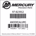 Bar codes for Mercury Marine part number 97-823912