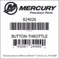 Bar codes for Mercury Marine part number 824026