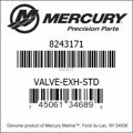 Bar codes for Mercury Marine part number 8243171