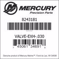 Bar codes for Mercury Marine part number 8243181