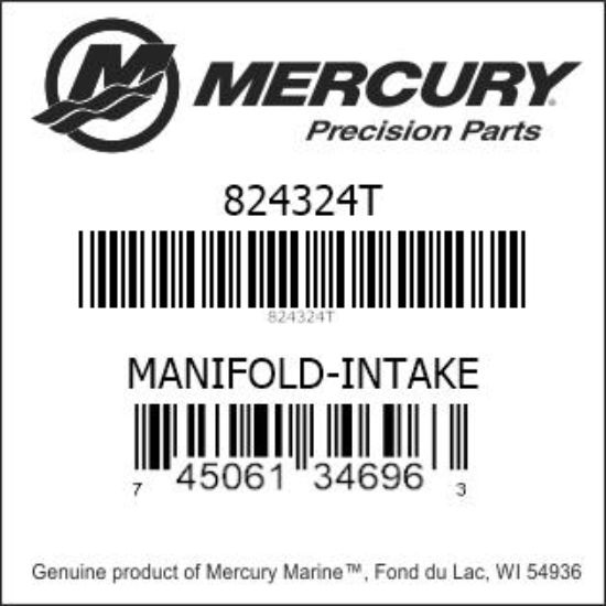 Bar codes for Mercury Marine part number 824324T