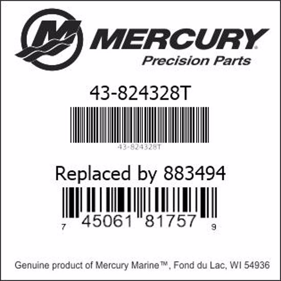 Bar codes for Mercury Marine part number 43-824328T