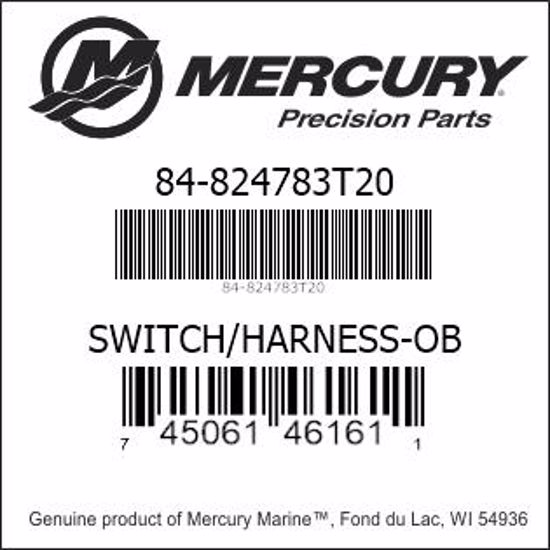 Bar codes for Mercury Marine part number 84-824783T20