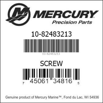 Mercury Marine part number 10-82483213 SCREW Bar codes for Mercury Marine part number 10-82483213