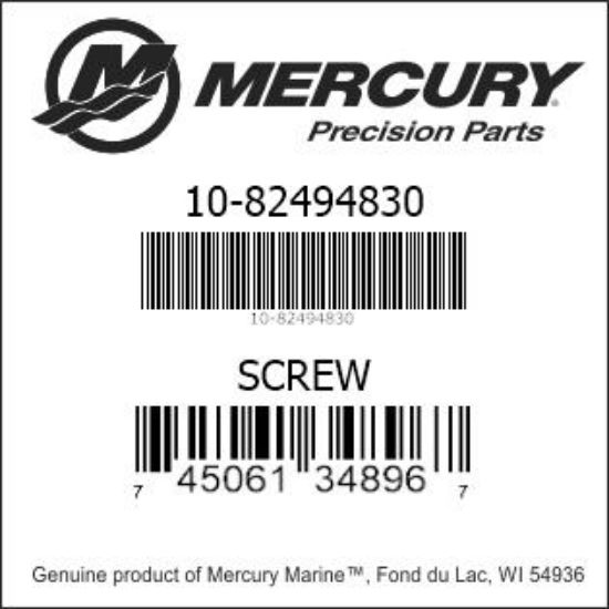 Bar codes for Mercury Marine part number 10-82494830