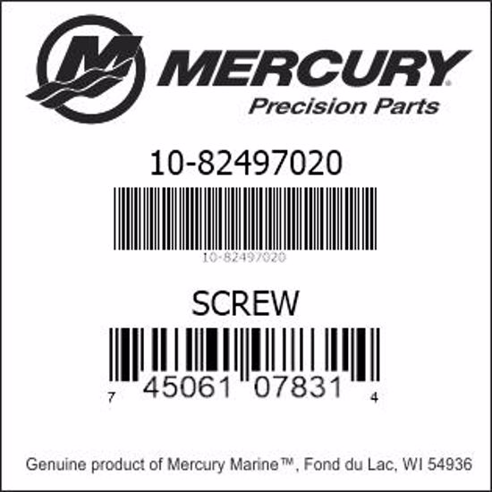 Bar codes for Mercury Marine part number 10-82497020