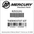 Bar codes for Mercury Marine part number 825212A1