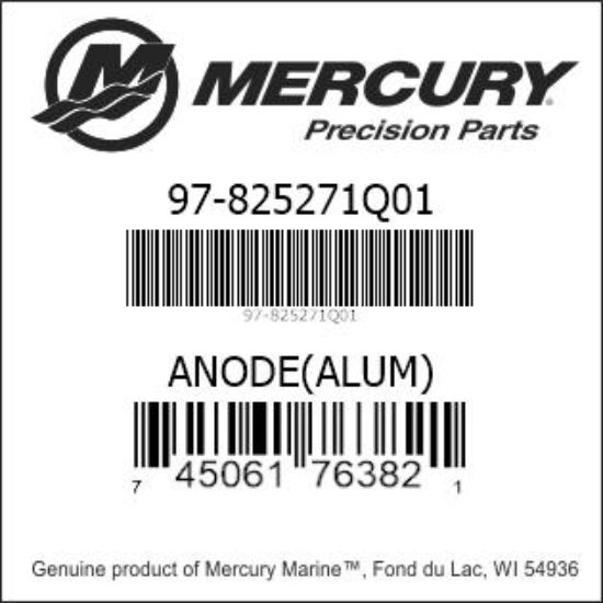 Bar codes for Mercury Marine part number 97-825271Q01