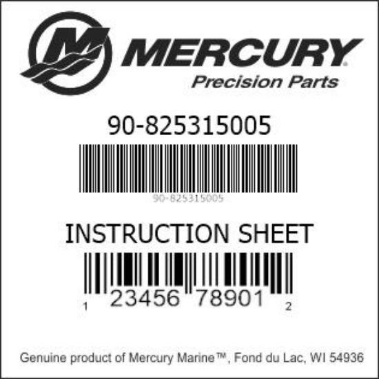 Bar codes for Mercury Marine part number 90-825315005