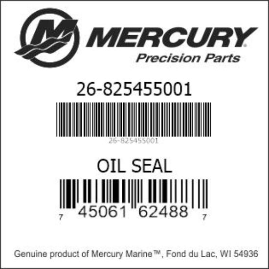 Bar codes for Mercury Marine part number 26-825455001