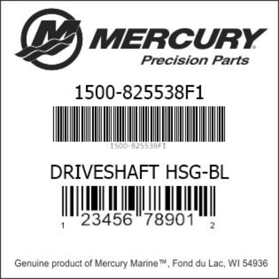 Bar codes for Mercury Marine part number 1500-825538F1