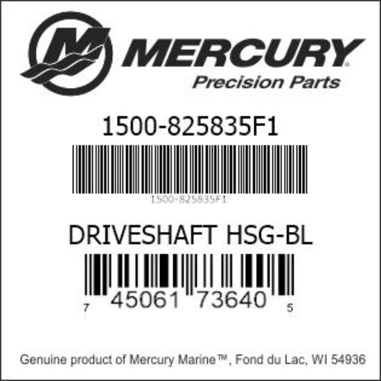 Bar codes for Mercury Marine part number 1500-825835F1
