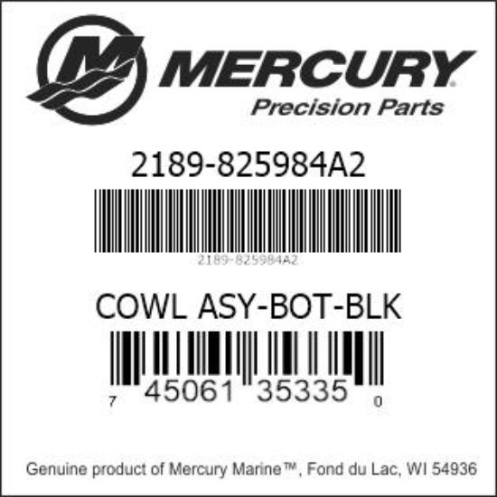 Bar codes for Mercury Marine part number 2189-825984A2