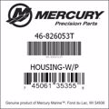 Bar codes for Mercury Marine part number 46-826053T
