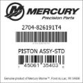 Bar codes for Mercury Marine part number 2704-826191T4
