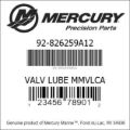 Bar codes for Mercury Marine part number 92-826259A12