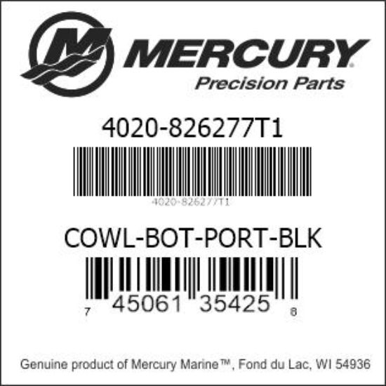 Bar codes for Mercury Marine part number 4020-826277T1