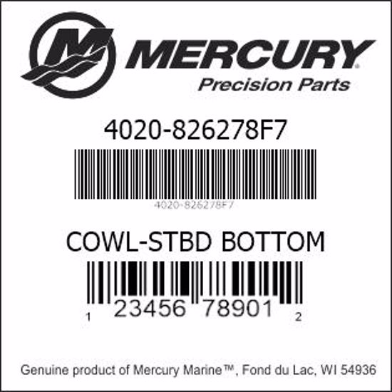 Bar codes for Mercury Marine part number 4020-826278F7