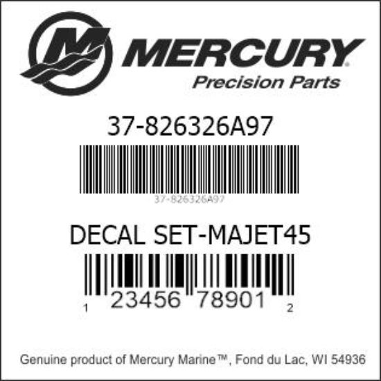 Bar codes for Mercury Marine part number 37-826326A97