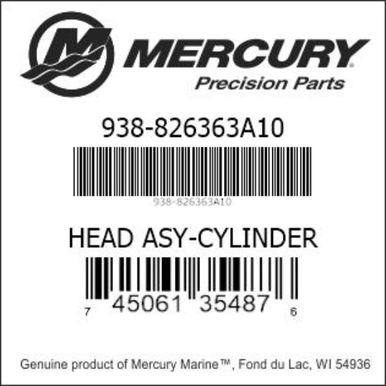 Bar codes for Mercury Marine part number 938-826363A10