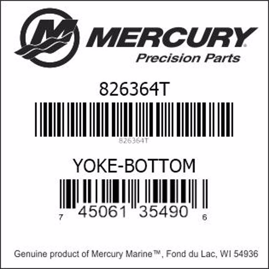 Bar codes for Mercury Marine part number 826364T