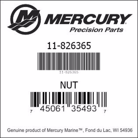 Bar codes for Mercury Marine part number 11-826365
